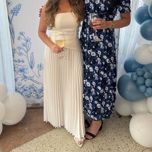 White pleated asymmetrical dress